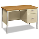 34000 Series Right Pedestal Desk, 45.25" x 24" x 29.5", Harvest/Putty