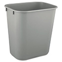 Deskside Plastic Wastebasket, 3.5 gal, Plastic, Gray