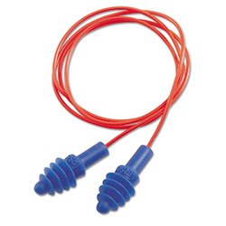 DPAS-30R AirSoft Multiple-Use Earplugs, 27NRR, Red Polycord, Blue, 100/Box