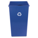 Square Recycling Container, 50 gal, Plastic, Blue