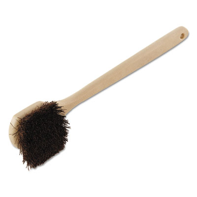 Utility Brush, Brown Palmyra Fiber Bristles, 5.5" Brush, 14.5" Tan Plastic Handle