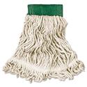 Super Stitch Looped-End Wet Mop Head, Cotton/Synthetic, Medium, Green/White