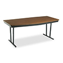 Economy Conference Folding Table, Boat, 72w X 36d X 30h, Walnut/black