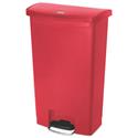 Streamline Resin Step-On Container, Front Step Style, 18 gal, Polyethylene, Red