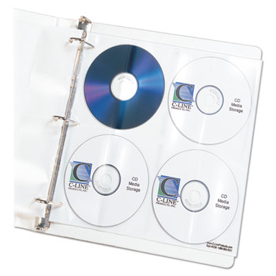 Deluxe CD Ring Binder Storage Pages, Standard, 8 Disc Capacity, Clear/White, 5/Pack
