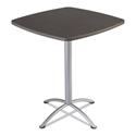 iLand Bistro-Height Table with Contoured Edges, Square, 36" x 36" x 42", Gray Walnut Top, Silver Base