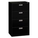 Brigade 600 Series Lateral File, 4 Legal/Letter-Size File Drawers, Black, 30" x 18" x 52.5"