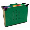 Hanging-Style Personnel Folders, 5 Dividers with 1/5-Cut Tabs, Letter Size, 1/3-Cut Exterior Tabs, Green