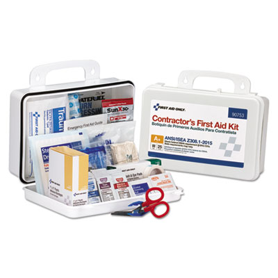 Contractor ANSI Class A+ First Aid Kit for 25 People, 128 Pieces, Plastic Case