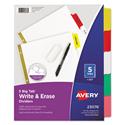 Write and Erase Big Tab Paper Dividers, 5-Tab, 11 x 8.5, White, Assorted Tabs, 1 Set