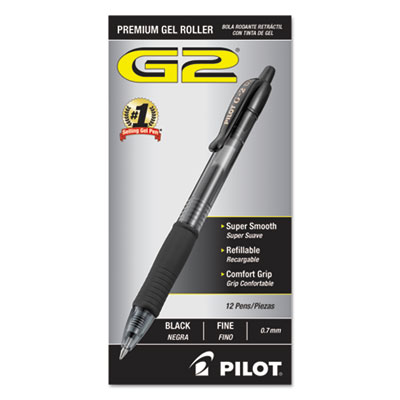 G2 Premium Retractable Gel Pen, 0.7 mm, Black Ink, Smoke Barrel, Dozen