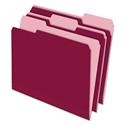 Interior File Folders, 1/3-Cut Tabs: Assorted, Letter Size, Burgundy, 100/Box