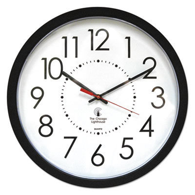Electric Contemporary Clock, 14.5" Overall Diameter, Black Case, AC Powered