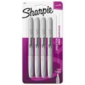 Metallic Fine Point Permanent Markers, Fine Bullet Tip, Metallic Silver, 4/Pack