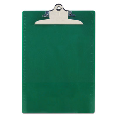 Recycled Plastic Clipboard with Ruler Edge, 1" Clip Capacity, Holds 8.5 x 11 Sheets, Green