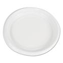 Hi-Impact Plastic Dinnerware, Plate, 9" dia, White, 500/Carton