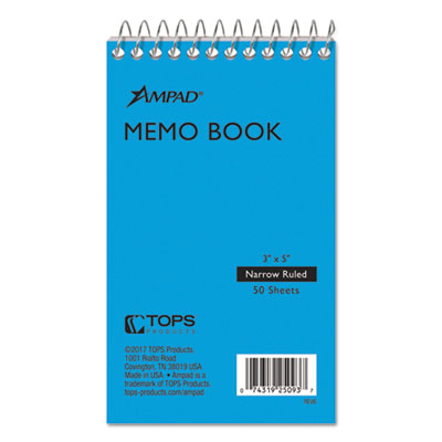 Memo Pads, Narrow Rule, Randomly Assorted Cover Colors, 50 White 3 x 5 Sheets