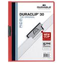 DuraClip Report Cover, Clip Fastener, 8.5 x 11 , Clear/Red, 25/Box