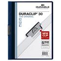 DuraClip Report Cover, Clip Fastener, 8.5 x 11, Clear/Navy, 25/Box