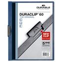 DuraClip Report Cover, Clip Fastener, 8.5 x 11, Clear/Dark Blue, 25/Box