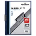 DuraClip Report Cover with Clip Fastener, 8.5 x 11, Clear/Navy, 25/Box