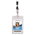 Resealable ID Badge Holders, J-Hook and 36" Lanyard, Vertical, Frosted 3.68" x 5" Holder, 2.38" x 3.75" Insert, 20/Pack