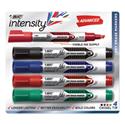 Intensity Advanced Dry Erase Marker, Tank-Style, Broad Chisel Tip, Assorted Colors, 4/Pack