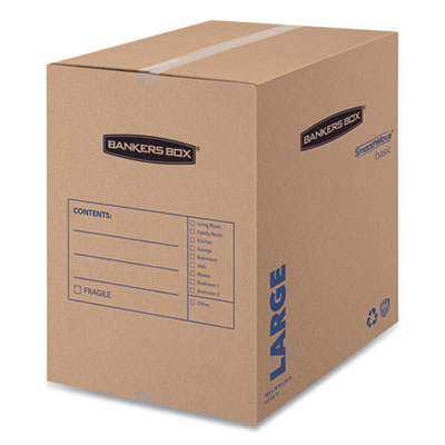 SmoothMove Basic Moving Boxes, Regular Slotted Container (RSC), Large, 18" x 18" x 24", Brown/Blue, 15/Carton