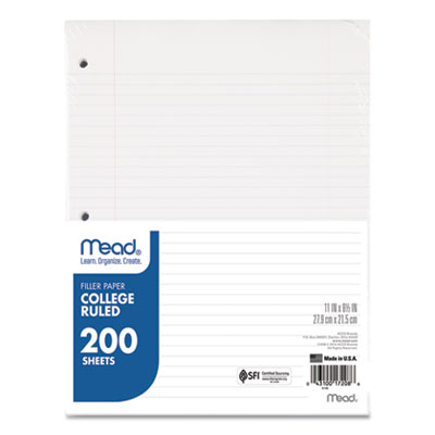 Filler Paper, 3-Hole, 8.5 x 11, College Rule, 200/Pack