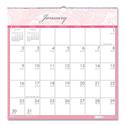 Recycled Monthly Wall Calendar, Breast Cancer Awareness Artwork, 12 x 12, White/Pink/Gray Sheets, 12-Month (Jan-Dec): 2024