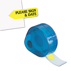 Arrow Message Page Flags in Dispenser, "Please Sign and Date", Yellow, 120 Flags