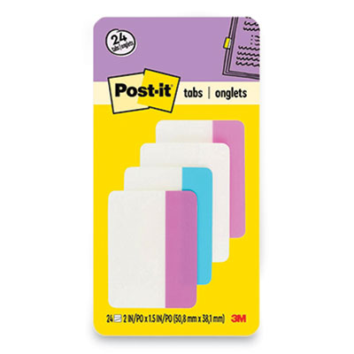 Solid Color Tabs, 1/5-Cut, Assorted Pastel Colors, 2" Wide, 24/Pack