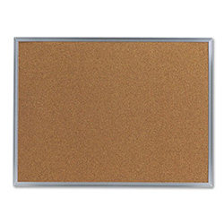 Cork Bulletin Board, 24 x 18, Tan Surface, Aluminum Frame
