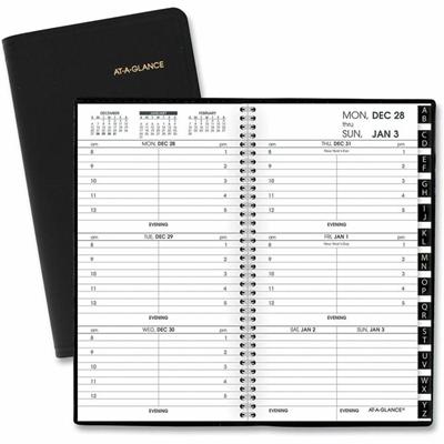 At-A-Glance 2026 Refillable Weekly Appointment Book Planner" , Black, Pocket, 3-1/4" x 6-1/4" - Julian Dates - Weekly - 1 Year - January 2026 to December 2026 - 8:00 AM to 5:00 PM - Hourly, Monday - Friday - 1 Week Double Page Layout - 3 1/4" x 6 1/4