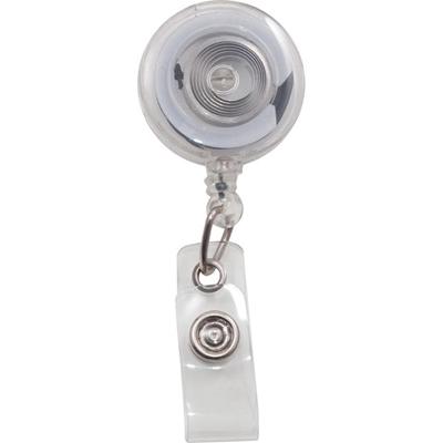 Advantus Translucent Retractable ID Card Reel with Snaps - Plastic, Nylon - Translucent - 12 / Pack