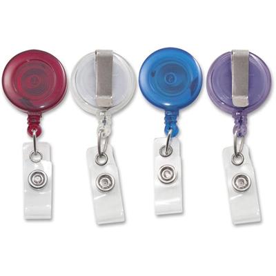 Advantus Retracting ID Card Reel with Snaps - Translucent Assorted - 4 / Pack