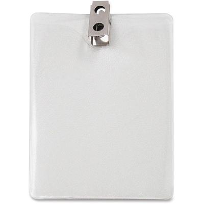 Advantus Vertical Badge Holder with Clip - 3" Width x 4" Length - Vinyl - Clear - 50 / Pack