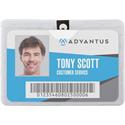 Advantus Horizontal Badge Holder with Clip - 4" Width x 3" Length - Vinyl - Clear - 50 / Pack