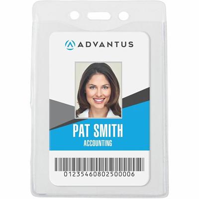 Advantus Vertical Security Badge Holder - Vinyl - 50 / Box