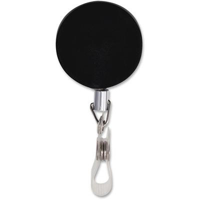 Advantus Badge Holder Heavy-duty Retractable ID Reel - Plastic, Steel - Black, Silver - 12 / Box