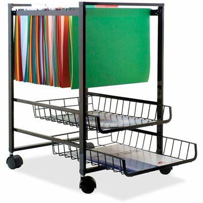 Vertiflex Mobile File Cart - 4 Casters - Steel - 16" Width x 13" Depth x 19.50" Height - Black Steel Frame - Black - 1 Each