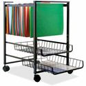 Vertiflex Mobile File Cart - 4 Casters - Steel - 16" Width x 13" Depth x 19.50" Height - Black Steel Frame - Black - 1 Each