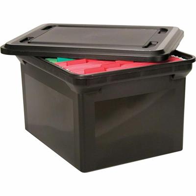 Vertiflex File Tote with lid - External Dimensions: 19" Width x 15.5" Depth - Media Size Supported: Letter, Legal - Plastic - Black - For File - 1 Each