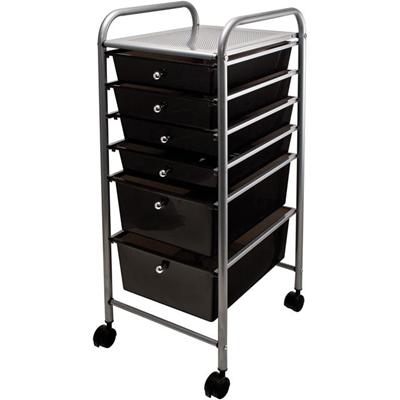 Advantus 6-Drawer Organizer - 6 Drawer - 4 Casters - 32" Width x 15.25" Depth x 13" Height - Chrome Metal Frame - 1 Each