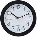 Universal Round Wall Clock - Analog - Quartz - White Main Dial - Black Case