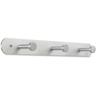 Safco Nail Head Coat Hook - 3 Hooks - 30 lb (13.61 kg) Capacity - 2" Height x 18" Width - 1" Size - for Garment - Aluminum - Silver - 1 Each