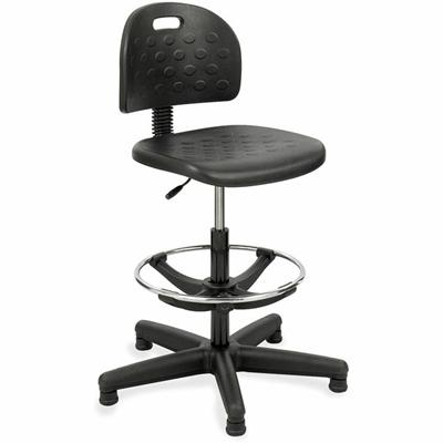 Safco Soft Tough Economy Workbench Drafting Chair - Black Seat Color - Foam, Polyurethane Seat Material - Foam Back Material - 5-star Base - Black - 1 Each
