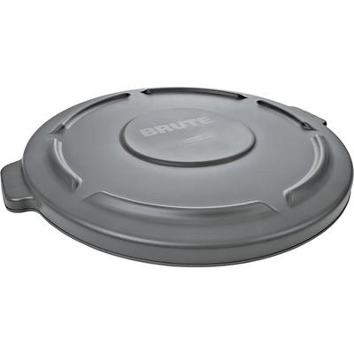 Rubbermaid Commercial Brute 32-Gallon Container Flat Lid - Round - 22.3" Diameter - Plastic - Gray - 1 Each