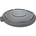 Rubbermaid Commercial Brute 32-Gallon Container Flat Lid - Round - 22.3" Diameter - Plastic - Gray - 1 Each