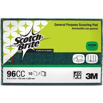 Scotch-Brite General-Purpose Scouring Pads - 6" Width x 9" Length - 10 / Pack - Synthetic Fiber - Green